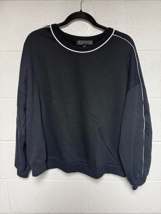 Eloquii Tops - Eloquii Women’s Black Long Sleeve Sweatshirt with White Trim Sz 14/16